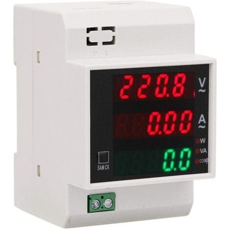 Contatore di energia elettrica per guida DIN, 100 A AC80-300 V/AC200-450 V, misuratore di energia digitale, fattore di potenza attivo, multifunzione, montaggio su guida DIN, 54 x 80 x 64 mm (AC200-450 (1/5)