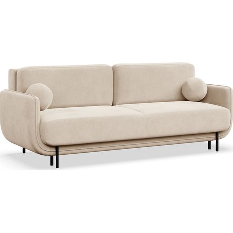Selsey Ovals – 3-Sitzer Schlafsofa mit Samt, Hellbeige