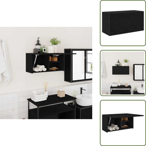 vidaXL Armoire murale de bain noir 60x25x30 cm bois d'ingénierie
