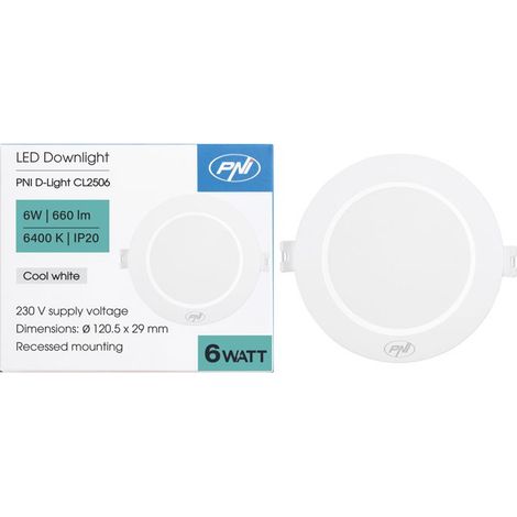 Spot LED - PNI - D-Light CL2506 - 6W - Encastrable - Blanc froid - 120 cm (1/5)