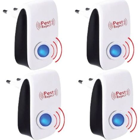 Pack de 4 Appareil Ultrason Souris - et Rats Barrage aux Insectes Repulsif à Tue Mouche Electrique Anti Puissant ultrasons rongeurs