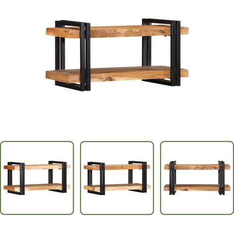 vidaXL Bois d'acacia - Étagère murale 70x33x35 cm bois massif d'acacia (1/5)