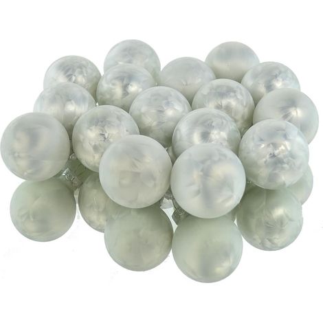 Christbaum-Mini-Kugeln Weiß Eislack Ø 3,5 cm aus Glas - 16er Set