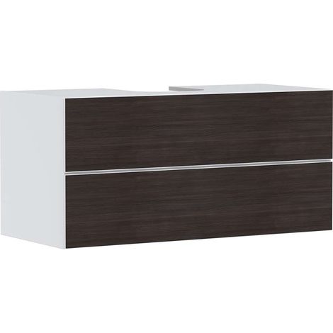 Meuble sous-vasque Xevolos E 1180x555x550mm, couleur blanc avec bois de chêne foncé (1/5)