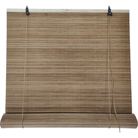 Estor Enrollable 150X200CM Compuesto 100% Caña De Bambú Reforzado Cortina Para Ventana o Puerta Persiana Madera Marron