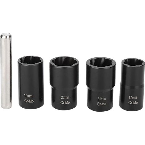 Lot de 5 extracteurs de boulons de roue antivol 17mm 19mm 21mm 22mm, douilles à verrouillage pour démontage