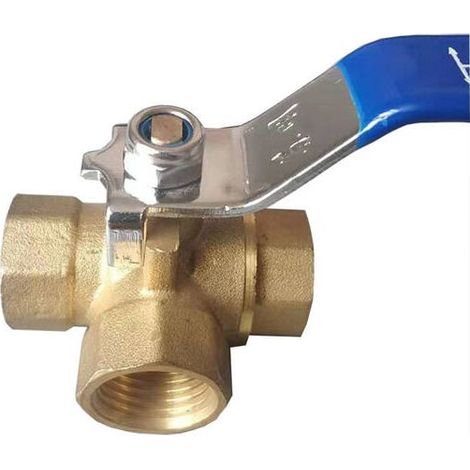 Candyse Vanne à 3 Voies,Vanne Bille Laiton 1/2",Trois Voies En Laiton Adaptateur Valve Connecteur À Billes Macaron (1/5)