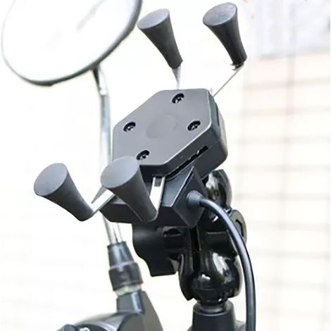Support téléphone moto 5V 2A avec chargeur USB, support rotatif 360° pour smartphones 3.0-6.5 pouces (1/5)