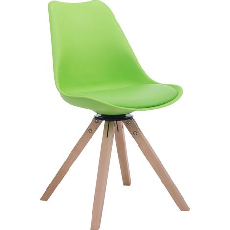 Silla de comedor x1 Silla para visitas giratoria 360° de PVC y plástico verde, base de madera cuadrada clara 100003468
