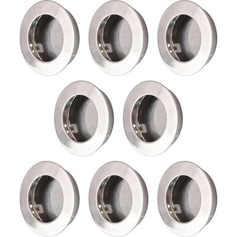 Lot de 8 poignées rondes à ouverture encastrée, poignée de porte à ouverture dissimulée en acier inoxydable, poignées de porte coulissante de grange, poignées de placard de cuisine invisibles (1/5)