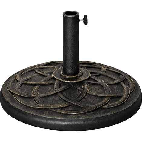 Pied de parasol de avec mâts de 38 mm/48 mm pliable 19 kg pour salon pour jardin jardin, poids compatible résine, terrasse patio extérieur, 54,5 couleur bronze. (1/5)