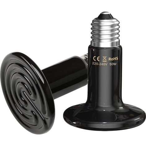2 Pièces lampe chauffante terrarium,50W lampe chauffante pour reptiles,lampe chauffante en céramique,céramique Heat Emitter Pour reptiles, lézards, serpents, poules, chiens, chats (1/5)