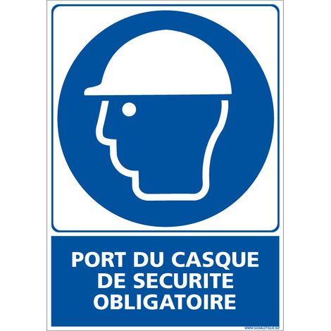 Panneau Obligation Port du Casque de Sécurité - Signalisation EPI - Aluminium 2 mm - 450 x 630 mm - Conforme ISO 7010