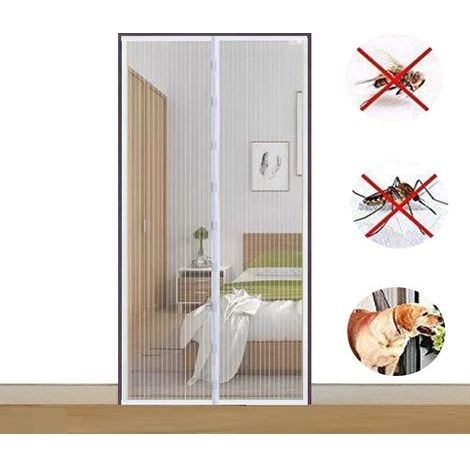 Moustiquaire de fenêtre,Moustiquaire sur mesure porte magnétique, rideau de porte anti - moustique, pour couloir, porte, Patio, blanc, 80 x 210 cm (1/3)
