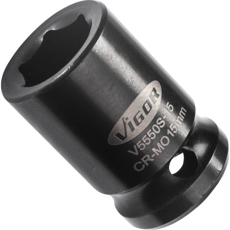 VIGOR Douille à carré creux V5550S-15 12,5 mm (1/2 pouce) profil hexagonal extérieur 15 (1/4)