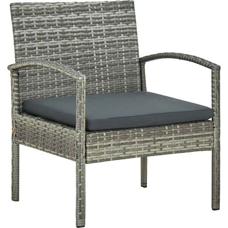 vidaXL Garden Chair with Cushion Poly Rattan Grey (1/5)