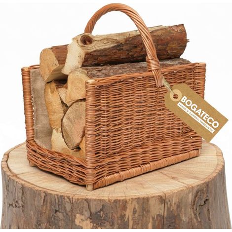 BOGATECO Panier en osier 45x48cm avec jute pour bois cheminée (1/5)