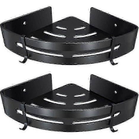 Étagère murale de douche avec panier de rangement noir (1/5)
