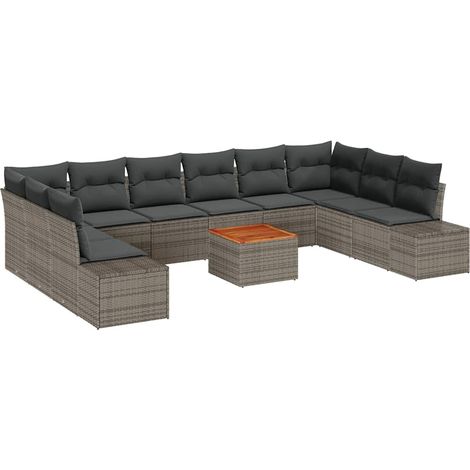 Garden Sofa Set with Storage 11 pcs Grey vidaXL