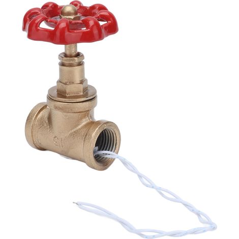Industrieller beleuchteter G1/2-Schalter für Roboter, Steampunk-Stil, 4-Wege-Schalter (goldene Fassung, roter Knopf, weißes Kabel) 90–260 V (1/5)