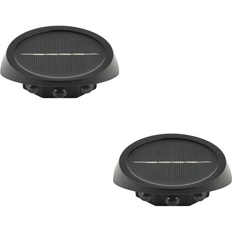 Set di 2 luci solari a LED per recinzione esterna, 3 luci a LED per recinzione (decorative), luce da parete a risparmio energetico, luce calda (1/5)