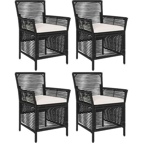 Maison Exclusive - Gartenstuhl mit Kissen 4 pcs Schwarz und Creme
