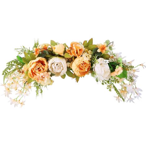 Couronne de porte printanière, guirlande décorative suspendue au linteau, pivoines artificielles pour arche de mariage (1/5)