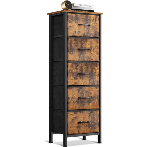 Commode Chambre Adulte, avec 5 Tissu Tiroirs, Vintage (1/5)