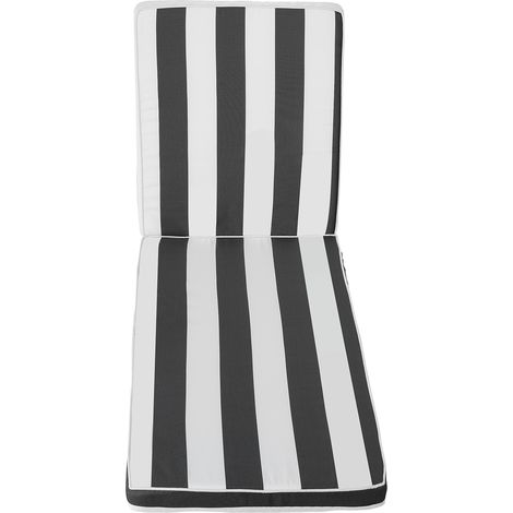 Mophorn Cojín para Tumbona, 2 Unidades, Almohadilla 1889x561x71 mm para Sillas de Jardín, Resistente al Agua, Cojines de Repuesto con Lazos para Uso Exterior, Rayas Blancas y Negras (1/5)