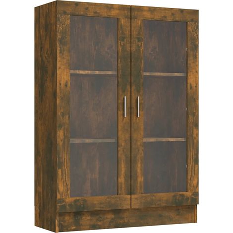 Vetrina classica 82,5 x 30,5 x 115 cm con 3 pratici scomparti in legno composito effetto rovere affumicato 020048216