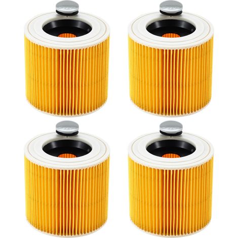 Cartridge Filter, 4x Vacuum Cleaner Filter For Karcher, Vacuum Cleaner For Kärcher WD3 Premium, WD2, Filter WD3, MV3, MV2 SE4001 SE4002, Replacement Filter For Vacuum Cleaner For Kärcher 6.414-552.0/6 (1/5)