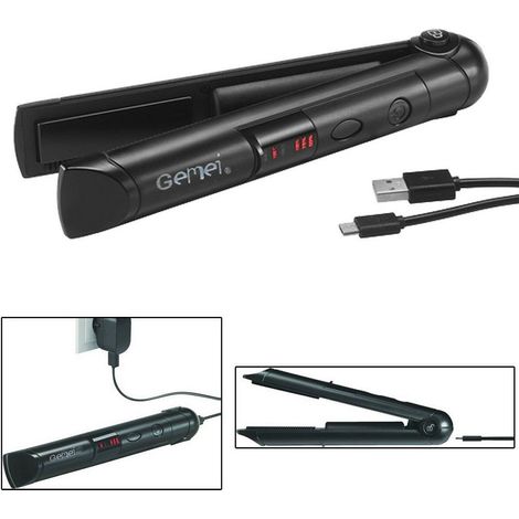 Mini Lisseur Cheveux En Ceramique Rechargeable Sac De Voyage 205°c Gm-2975 (1/4)