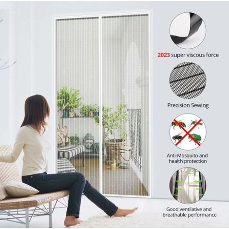Moustiquaire sur mesure porte magnétique, rideau de porte anti - moustique, pour couloir, porte, Patio, blanc, 80 x 210 cm (1/2)
