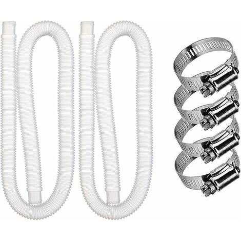 BUNTHAUS 2pcs Tuyau De Remplacement pour Piscine, Accessoires De Tuyau De Pompe À Filtre avec 4 Clips Métalliques, Tuyau De Piscine Long De 59 Po pour Pompe Intex 607 637, Accessoires De Piscine (1/5)