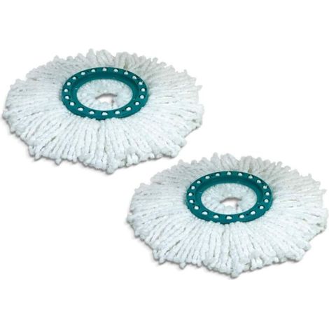 Testine di ricambio per mocio a disco Ahlsen Clean Twist, confezione da 2, ideali per pavimenti piastrellati e in pietra, in microfibra assorbente per acqua e sporco, con frange di ricambio facili da 