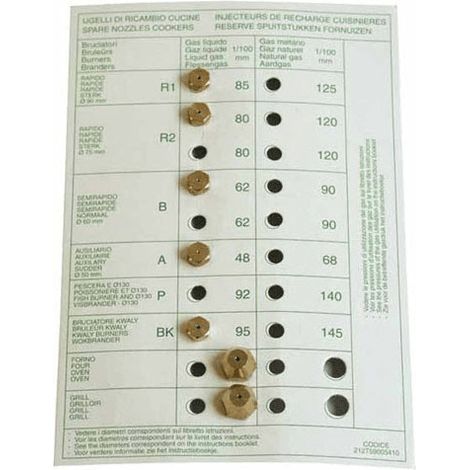 Sachet injecteurs gaz butane pour cuisinière – Compatible SILTAL CRU9050GA – Installation facile – 39615