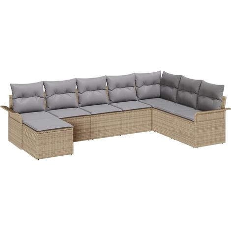 Maison Exclusive - Set Divano da Giardino con cuscino 8 pcs Beige Poly Rattan
