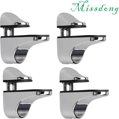 Support D'étagère en Verre Réglable, 4 Pcs Support D'étagère en Verre, Pince en Verre à Fixation Murale, Support pour Étagères en Verre (1/5)