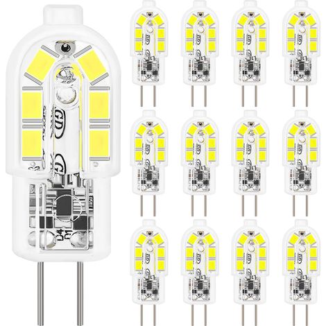 Ampoule LED G4,12PCS Ampoules led 2W Equivalent 20W Halogène Lampe, Ampoule G4 Blanc Froid 6000K 200LM Sans Scintillement Non Dimmable AC/DC 12V Économie Ampoules pour Chambre Salon Cuisine Jardin [Cl (1/5)