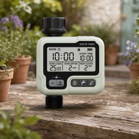 Automatic watering timer IPX5 LCD 1s-99min Durable plastic Outdoor garden Home (1/5)