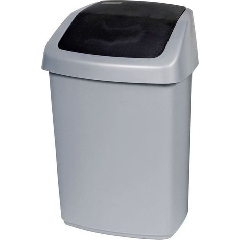 Poubelle 50L - Couvercle basculant - Pour Cuisine, Bureau, Salle de Bain - 40,6 x 34 x 66,8 cm - Gris