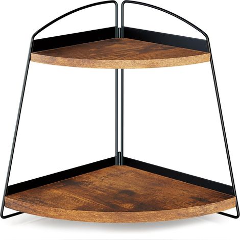 Rangement de Maquillage à 2 Couches, Porte-Parfum d’Angle, Organisateur de Parfum et Maquillage pour Coiffeuse et Salle de Bain, Rangement pour Produits Cosmétiques et Beauté -Marron