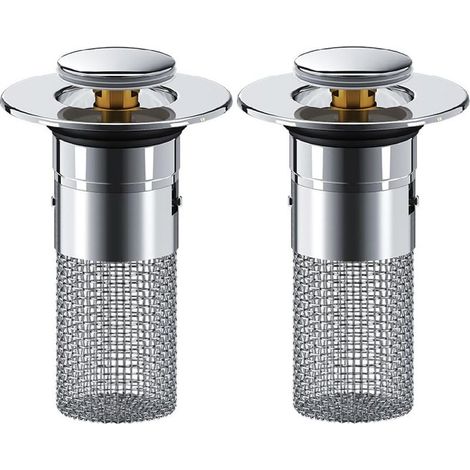 2 Pièces Bonde De Lavabo, 34-40mm Bouchon Lavabo Universel, Pop-Up Flitre de Vidange Anti-Bloqué, Bouchon de Vidange, Salle de Bain Accessoire pour Baignoire Cuisine Bain (1/4)