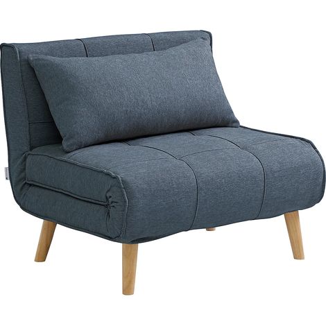 Fauteuil convertible 90 cm en tissu bleu CHILA (1/5)