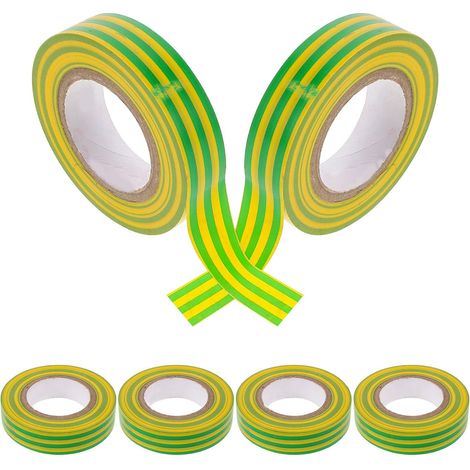 6 Rouleaux Pvc Ruban Isolant Électrique Bicolore Jaune Vert 20m (1/5)