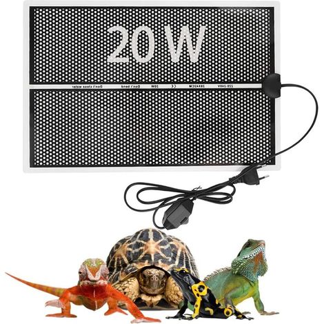 20W 28x42cm Reptile Heating Mat, Adjustable Terrarium Heating Mat with Temperature Control for Reptiles, Heating Pad for Turtles, Geckos, Snakes, Spiders, Lizards (1/5)