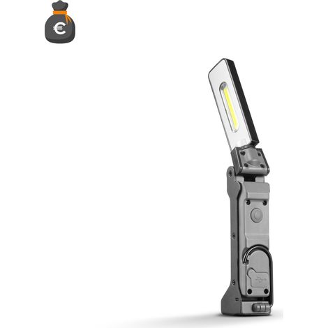 Lampe De Travail Led Rechargeable Corps Aluminium Tête Rotative 180° 125Lm Base Magnétique Crochet Intégré Usage Professionnel Atelier 142Ch (1/5)