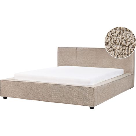 Letto matrimoniale in tessuto bouclé tortora 160 x 200 cm Mirande (1/5)