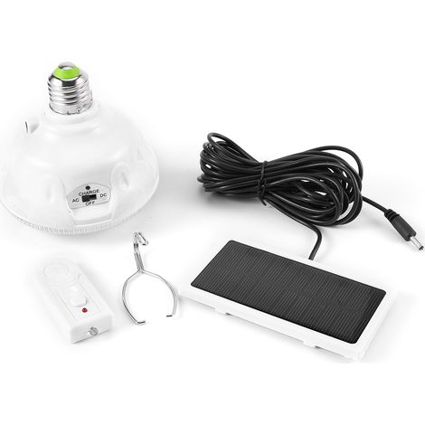 Ampoule solaire E27 pour intérieur, lampe de secours, éclairage de camping, rechargeable sur secteur, télécommande 220 V (1/5)