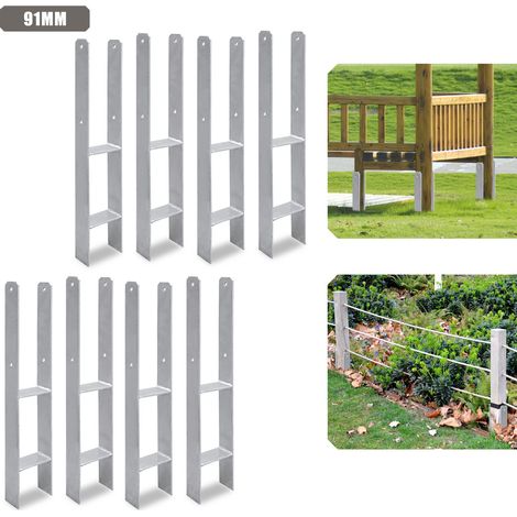 Jiubiaz Ancrage pour poteaux d'extérieur – très robuste, résistant aux intempéries et idéal pour les poteaux en bois dans le jardin - 91 mm 8x - H support de poteau (1/5)